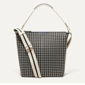 LIKE NEW Rothy's THE MINI ZIP BUCKET Black and Ivory Grid